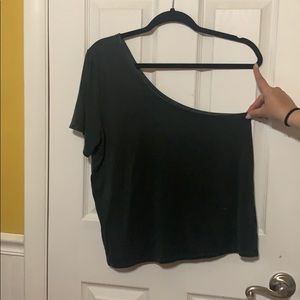 American Eagle One Shoulder Charcoal Top